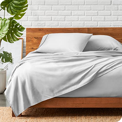 Bare Home Queen Sheet Set - Luxury 1800 Ultra-Soft Microfiber Queen Bed Sheets - Double Brushed - Deep Pockets - Easy Fit - 4 Piece Set - Bedding Sheets & Pillowcases (Queen, Cloud Grey)