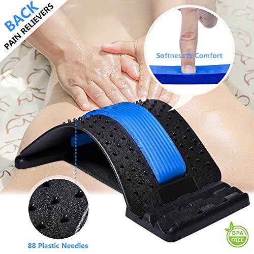 Back Stretcher, Lumbar Back Pain Relief Device, Spine Board, Back Cracker, Multi-Level Back Massager Lumbar, Pain Relief for Herniated Disc, Sciatica, Scoliosis, Lower and Upper Back Stretcher Support