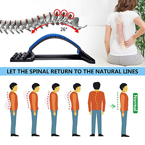 Back Stretcher, Lumbar Back Pain Relief Device, Spine Board, Back Cracker, Multi-Level Back Massager Lumbar, Pain Relief for Herniated Disc, Sciatica, Scoliosis, Lower and Upper Back Stretcher Support