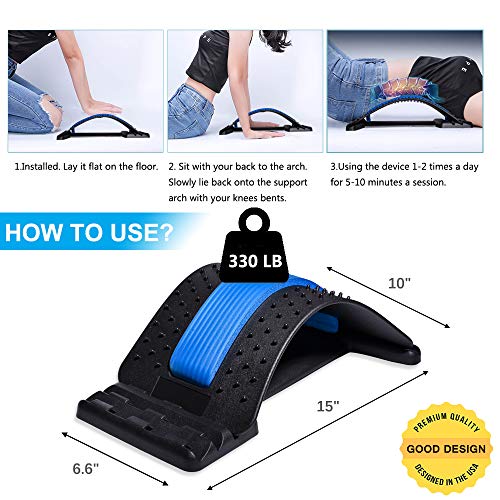 Back Stretcher, Lumbar Back Pain Relief Device, Spine Board, Back Cracker, Multi-Level Back Massager Lumbar, Pain Relief for Herniated Disc, Sciatica, Scoliosis, Lower and Upper Back Stretcher Support
