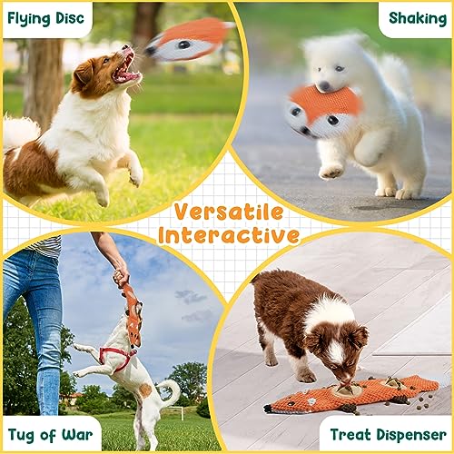 XIUGOAL Interactive Dog Toys for Aggressive Chewers Small Breed - 2 Pack Puppy Toys for Boredom and Stimulating, No Stuffing Squeaky Puppy Chew Toys with Crinkle, Treat Dispenser and Holds a Bottle