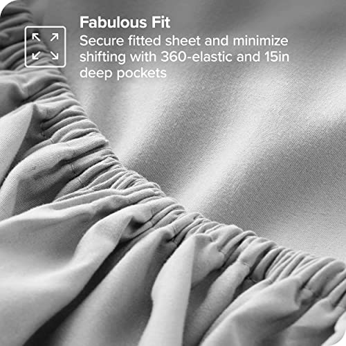 Bare Home Queen Sheet Set - Luxury 1800 Ultra-Soft Microfiber Queen Bed Sheets - Double Brushed - Deep Pockets - Easy Fit - 4 Piece Set - Bedding Sheets & Pillowcases (Queen, Cloud Grey)