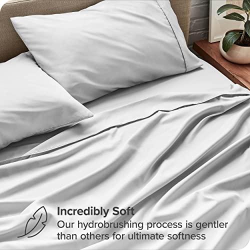 Bare Home Queen Sheet Set - Luxury 1800 Ultra-Soft Microfiber Queen Bed Sheets - Double Brushed - Deep Pockets - Easy Fit - 4 Piece Set - Bedding Sheets & Pillowcases (Queen, Cloud Grey)