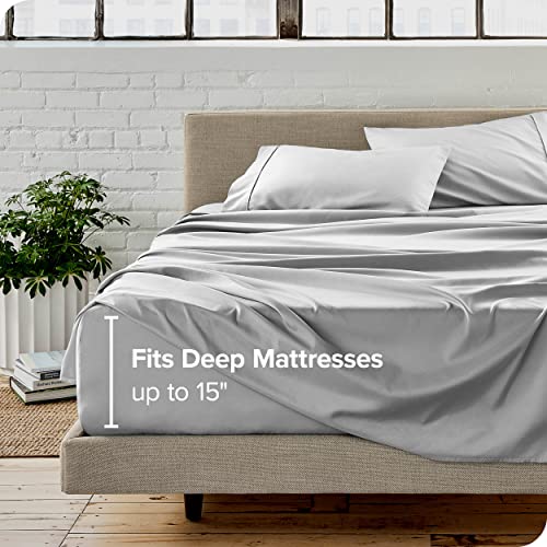 Bare Home Queen Sheet Set - Luxury 1800 Ultra-Soft Microfiber Queen Bed Sheets - Double Brushed - Deep Pockets - Easy Fit - 4 Piece Set - Bedding Sheets & Pillowcases (Queen, Cloud Grey)
