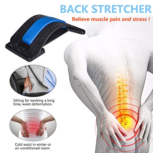 Back Stretcher, Lumbar Back Pain Relief Device, Spine Board, Back Cracker, Multi-Level Back Massager Lumbar, Pain Relief for Herniated Disc, Sciatica, Scoliosis, Lower and Upper Back Stretcher Support
