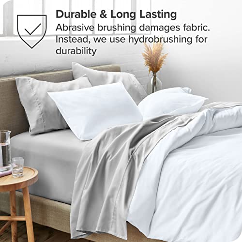 Bare Home Queen Sheet Set - Luxury 1800 Ultra-Soft Microfiber Queen Bed Sheets - Double Brushed - Deep Pockets - Easy Fit - 4 Piece Set - Bedding Sheets & Pillowcases (Queen, Cloud Grey)