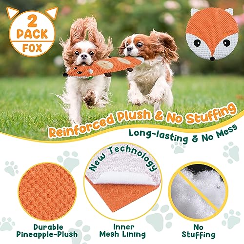 XIUGOAL Interactive Dog Toys for Aggressive Chewers Small Breed - 2 Pack Puppy Toys for Boredom and Stimulating, No Stuffing Squeaky Puppy Chew Toys with Crinkle, Treat Dispenser and Holds a Bottle