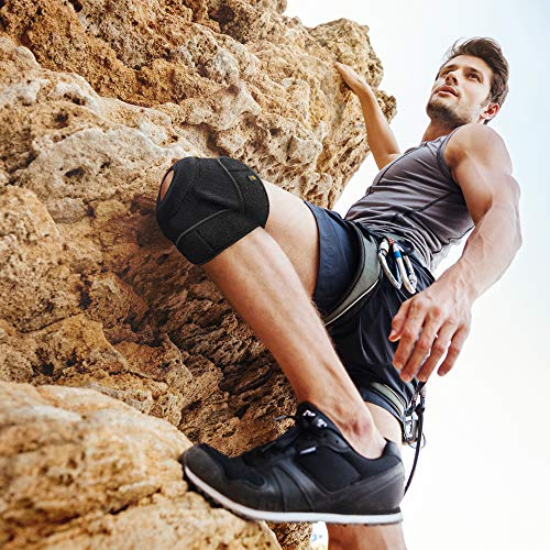 Bracoo Adjustable Compression Knee Patellar Pad Tendon Support Sleeve Brace for Men Women - Arthritis Pain, Injury Recovery, Running, Workout, KS10 (Black)