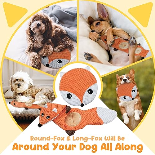 XIUGOAL Interactive Dog Toys for Aggressive Chewers Small Breed - 2 Pack Puppy Toys for Boredom and Stimulating, No Stuffing Squeaky Puppy Chew Toys with Crinkle, Treat Dispenser and Holds a Bottle
