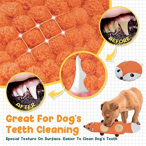 XIUGOAL Interactive Dog Toys for Aggressive Chewers Small Breed - 2 Pack Puppy Toys for Boredom and Stimulating, No Stuffing Squeaky Puppy Chew Toys with Crinkle, Treat Dispenser and Holds a Bottle